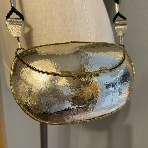 Vintage Luciano Style Mixed Metal Handbag with Rope Straps - Picture 2 of 13